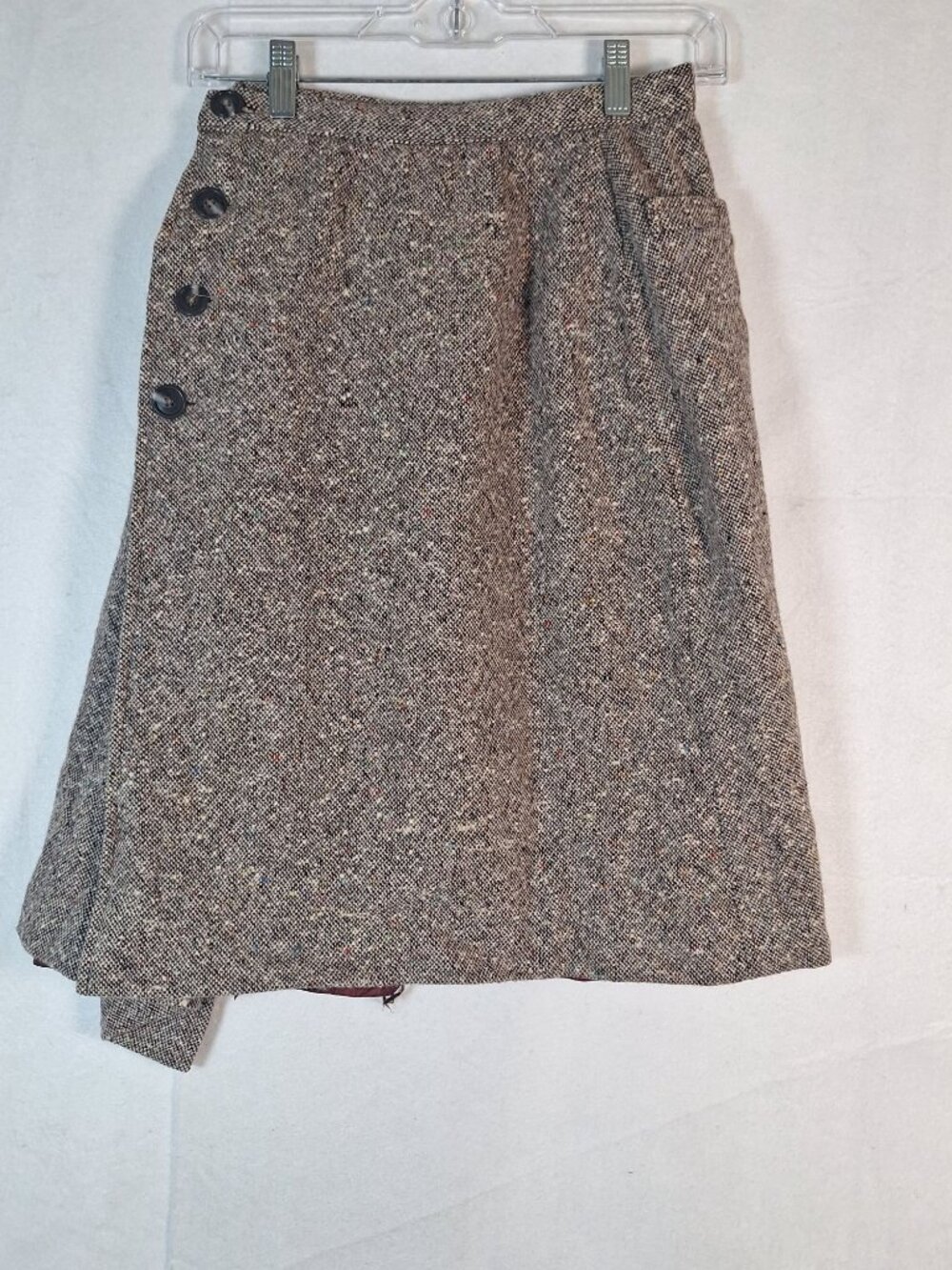 Vintage tweed side button skirt modest cottagecore 70s